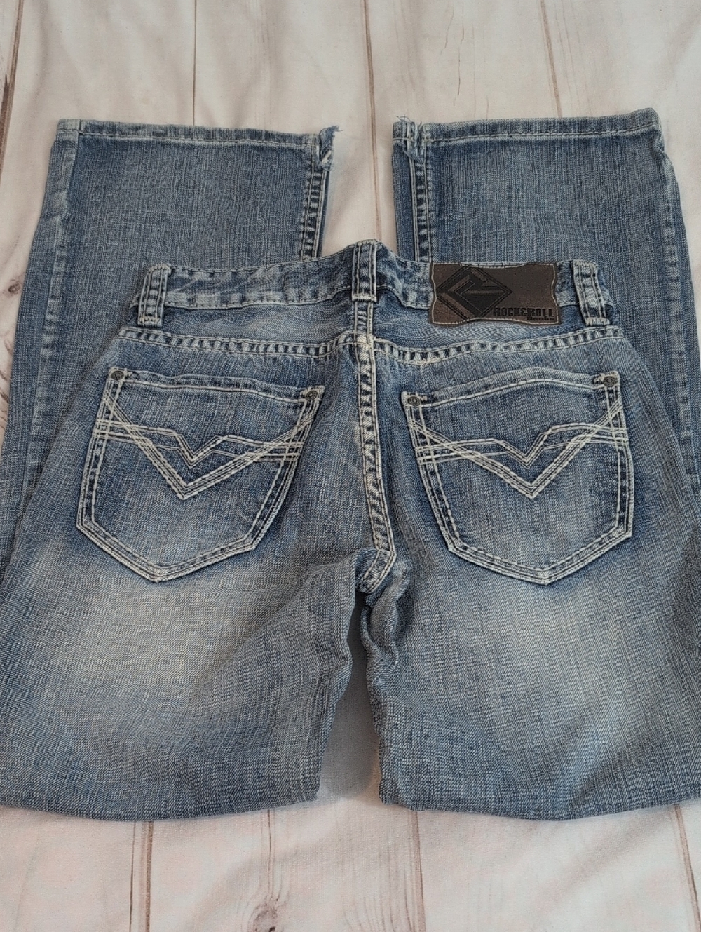 Rock and Roll Men’s Light Blue Washed Denim Jeans size 29 Long